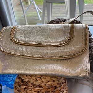Michael Kors Metallic Gold Wristlet Clutch with Shoulder Strap